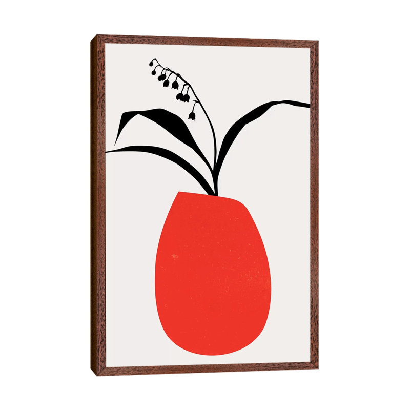 Water Lilies - Red 1 Piece Wall Art on Canvas, 101.6cm H x 66.04cm W x 3.81cm D, Classic Brown Wood Floater Framed
