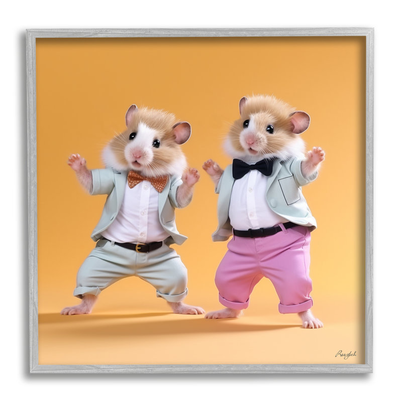 Duo de hamsters dansants Az-164 par Roozbeh, Estampe numérique Farmhouse, H 24 po x l 24 po x P 1,5 po