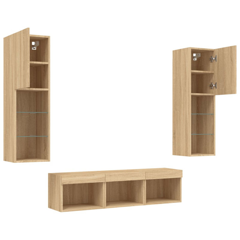 Calyse Unfinished Entertainment Center for TVs up to 24" with Fireplace Included, 120cmH x 30.5cmW x 30cmD, Sonoma Grey