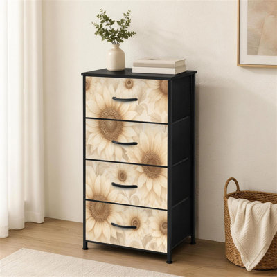 Petite commode à 4 tiroirs pour chambre à coucher Vintage Sunflower