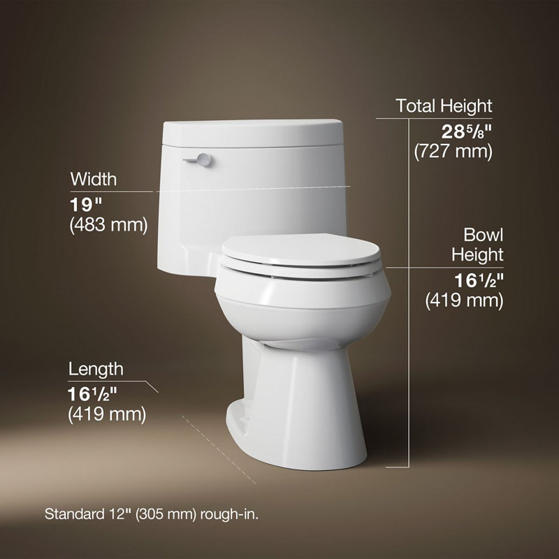 Cimarron® 1.28 GPF Water Efficient Elongated One-Piece toilet (Seat Included), White, Left-Hand