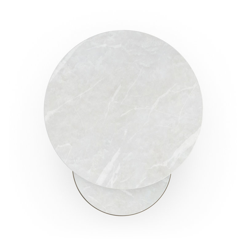 White Rhino Marble and Gold Metal Round Nesting Accent Table Set