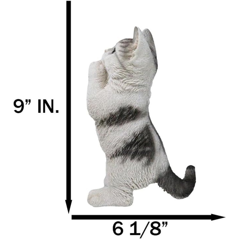 Realistic Begging Feline Shorthair Calico Cat Kitten Figurine With Glass Eyes