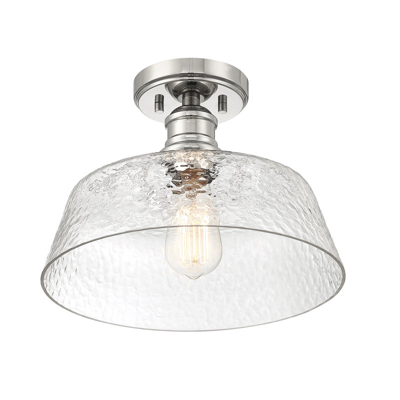 Plafonnier 1 lumière Meridian en nickel poli, Nickel poli