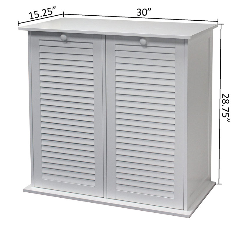 White MDF Dual Compartment Tilt-Out Laundry Hamper with Removable Cotton Bags