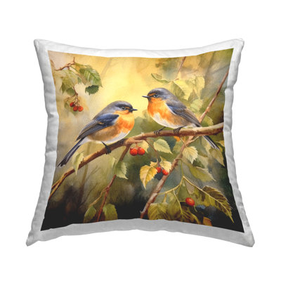 Coussin décoratif imprimé deux oiseaux dans un arbre par Ryley Gray