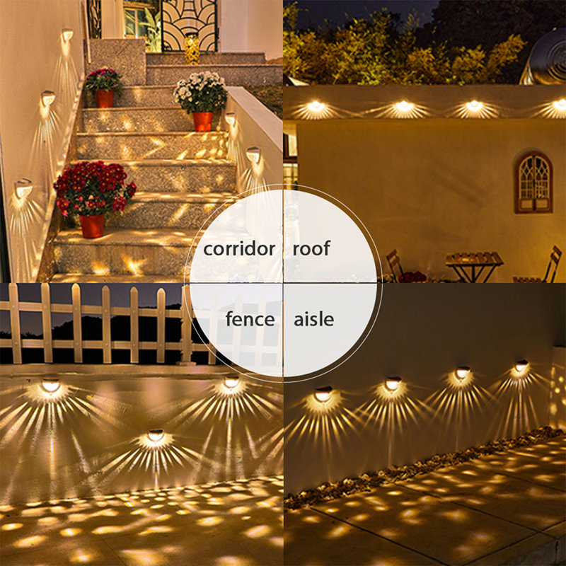 Solar Powered Integrated LED Deck Light Pack Solar Wall Lights for Fence, Yard, Patio, Pathway, Yellow