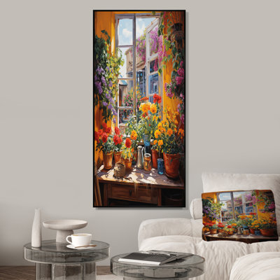 Summer Flowers Window View At The Farm IV - Floral Window Wall Art