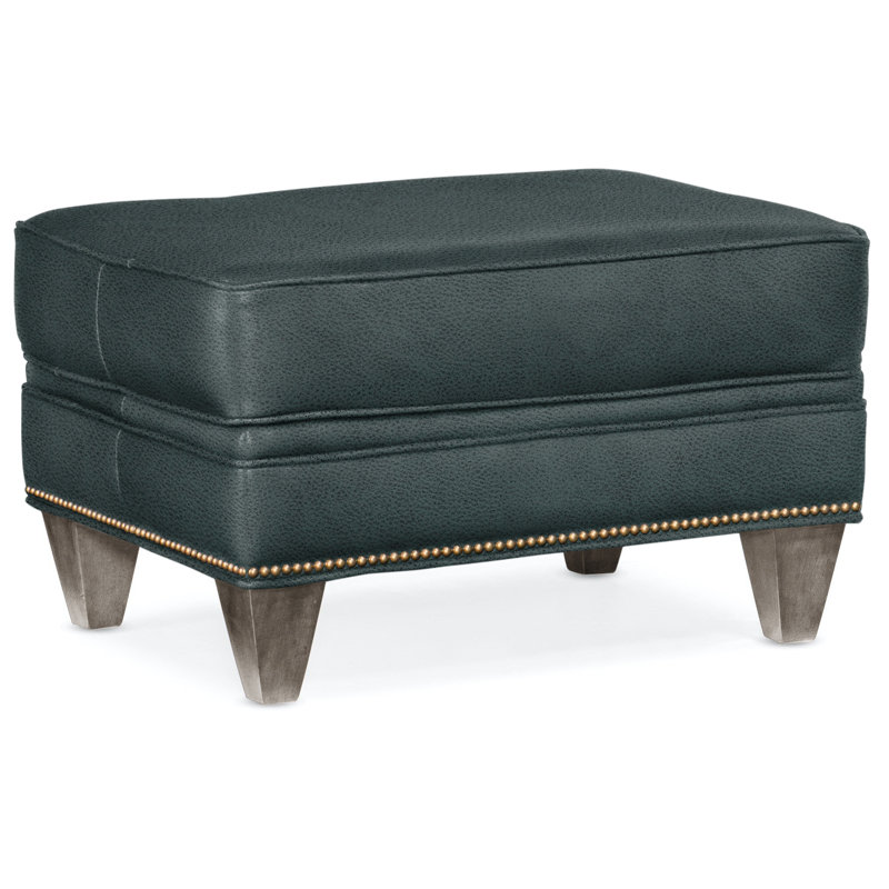 Reddish Ottoman, Stone, French Natural, Aline Fumo Genuine Leather