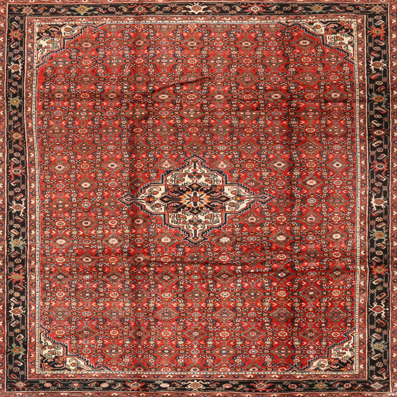 Tapis oriental multicolore tissé à la machine Oriental, Carré 7 pi