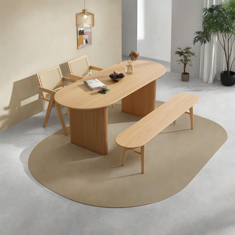 Oval Burlywood Solid Wood Dining Table, 29.5"H x 63"L x 27.6"W