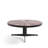 Burdett Mid-Century 33.5 In. Round Maroon Coffee Table With Tempered Glass Top