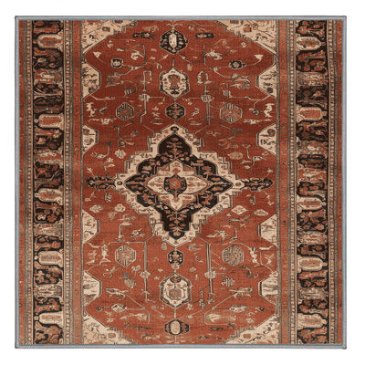 Machine Washable Persian Brown Area Rug