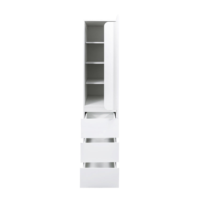 Grande armoire de cuisine, grand rangement pour les articles du garde-manger blanc, dimensions généreuses, 3 tablettes, tiroirs