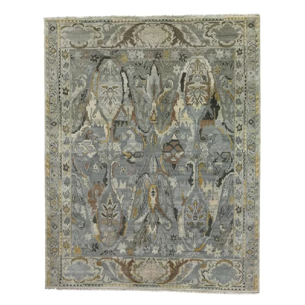 Jurassic Hand-Knotted Wool Oriental Area Rug in Gray/Light Blue/Fawn EXQUISITE RUGS Rug 