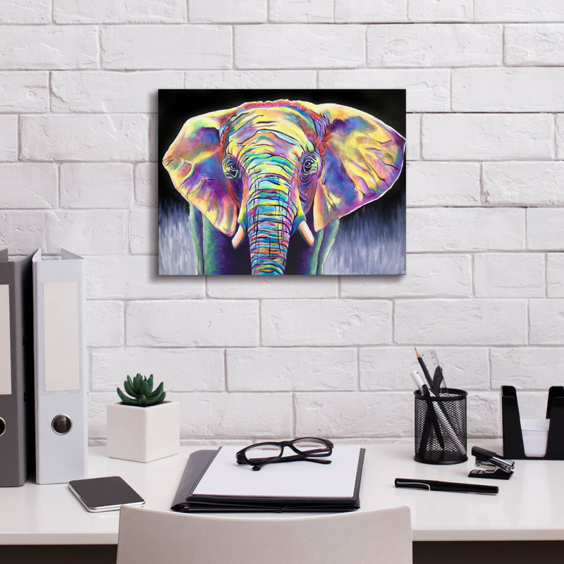 " Elephant - Butterfly " by Dawg Painter, 12" H x 16" W x 0.75" D