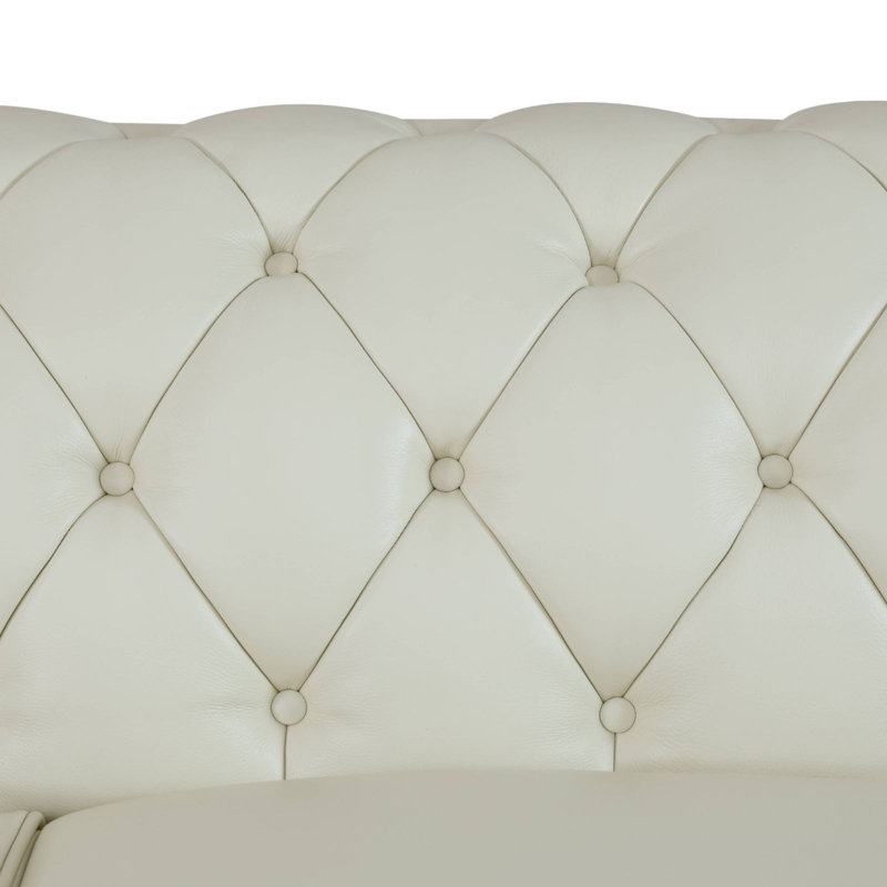 Ensemble de canapé chesterfield en cuir fleur 89 po 2 pièces