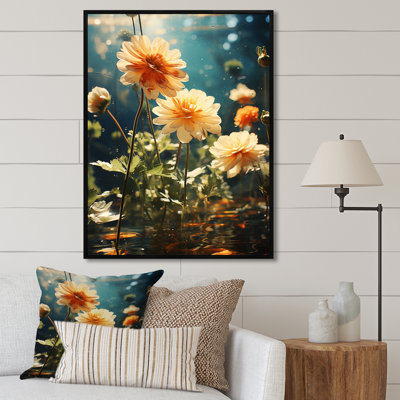 Fleurs de Zinnias jaunes et vertes II
