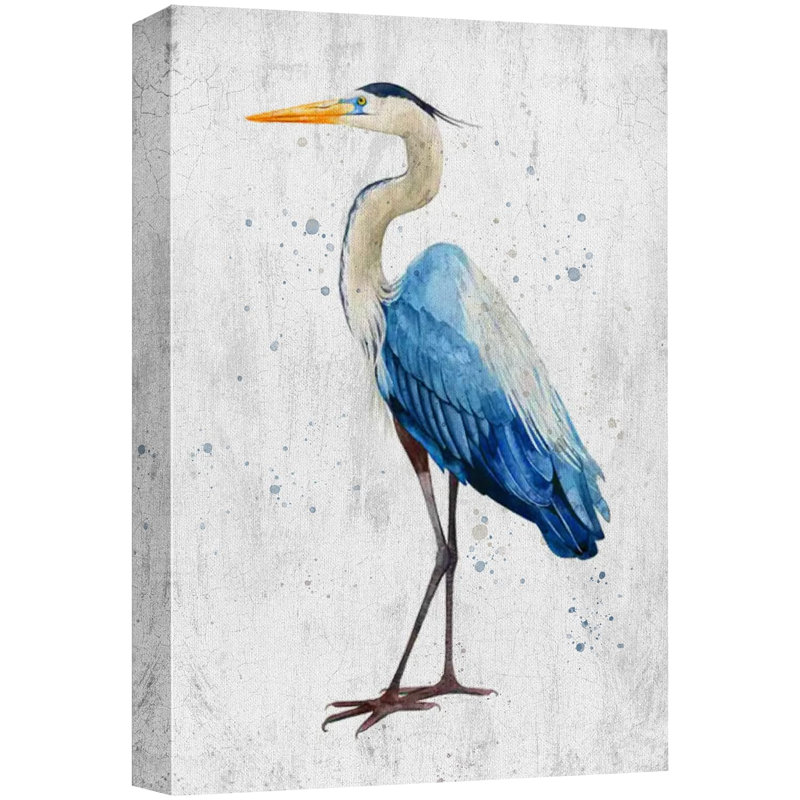 Blue Heron, oiseau sur toile, Toile tendue, H 48 po x l 32 po x P 1,5 po