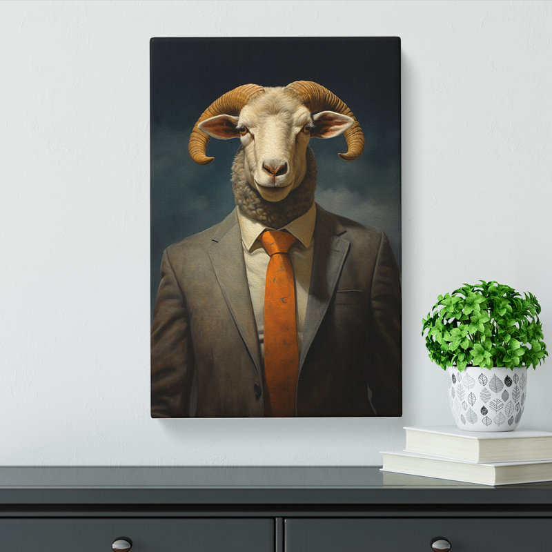 Ram Sheep In A Suit No.7 - No Frame Print, 60cm H x 40cm W x 3cm D