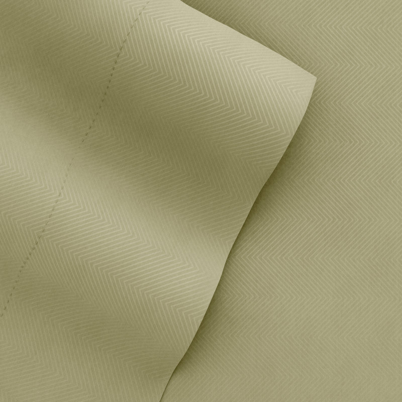 Sage Twin Chevron Microfiber Cotton Sheet Set