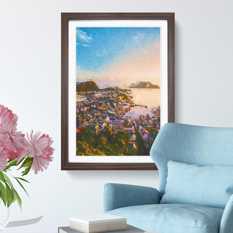 Alesund In Norway - Single Picture Frame Print, Walnut Framed, 33cm H x 24cm W x 2cm D
