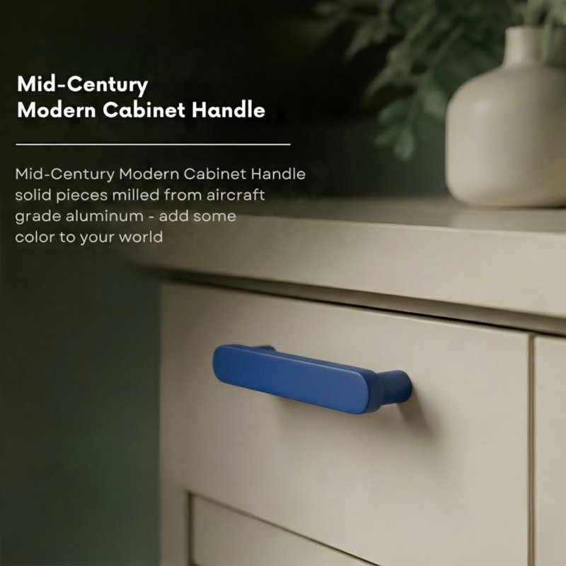 ROUS Hardware Mid-Century Modern Cabinet Handle 1-Count, Polo (Navy Blue), 5''