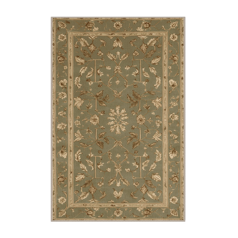 Tapis botanique brun lavable à la machine, Rectangle 4 pi x 6 pi