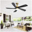 Ventilateur de plafond moderne 52 pouces avec lumière à DEL à intensité variable et 5 pales en bois massif avec télécommande et moteur à courant continu réversible-384601363-384601369