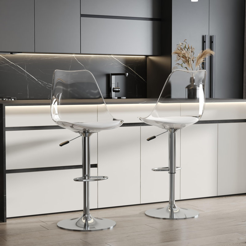 Swivel Adjustable Height Counter Stool, Silver