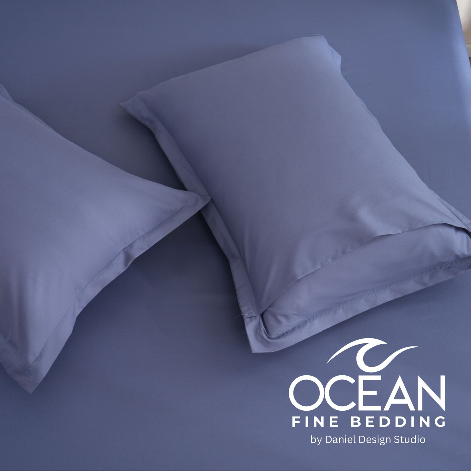 OCEAN FINE BEDDING Microfiber Duvet Cover Set, Blue, Queen Duvet Cover + 2 Queen Shams