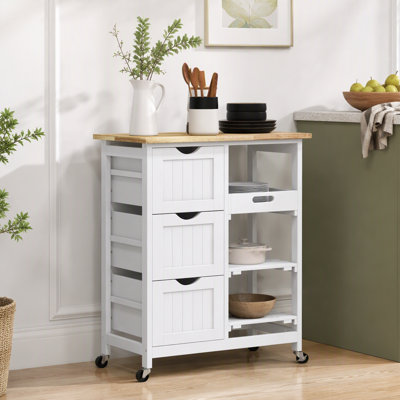 Rolling Kitchen Island Cart, Bar Serving Cart With Drawers Fo Home