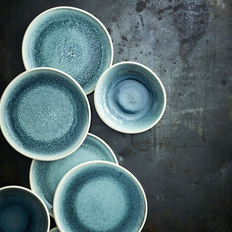 Junto Handmade Stoneware Salad/Dessert Plate, Aquamarine