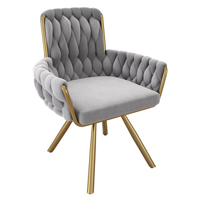 Avakate 46cm H Velvet Upholstered Metal Armchair