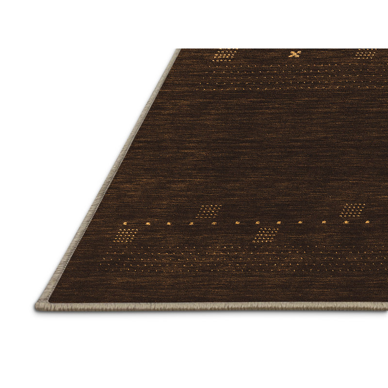 Tapis en chenille / polyester Sohib tissé à la machine en brun foncé / gris / beige, Rectangle 4 pi x 6 pi