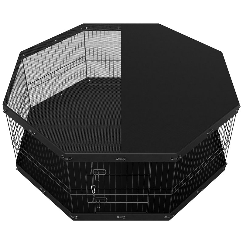 Enclos pour chien de 24 po de hauteur avec 8 panneaux de connexion, facile à plier, couvercle supérieur en tissu 600d, adapté aux voyages - Hauteur d'exercice réglable du panneau, sécuritaire et portable, pour les environnements extérieurs