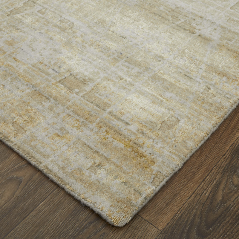 Eastfield Abstract Area Rug in Gold/Dash Ivory, Rectangle 2' x 3'