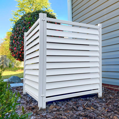 3.6ft H x 3ft W (2 Panels) No Dig Enclo Waverly Vinyl Privacy Screen, Outdoor Privacy Screen Panels, Trash Can Enclosure, Air Conditioner & Pool Equipment Enclosure