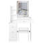 29.2" Small Size Left Bedside Cabinet Vanity Table + Cushioned Stool, 2 Ac+2 Usb Power Station, Hair Dryer Bracket, Extra Large Touch Control Sliding Led Mirror, Tri-Colour Switching, Brightness Adjust-295352625