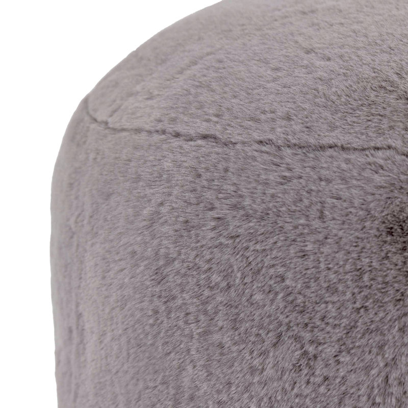 Bean Bag Bazaar Milano Rabbit Faux Fur Round Footstool Bean Bag, Grey