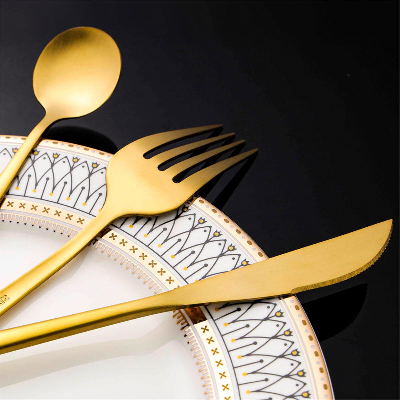 Fairmont Park Ahman 24 Piece Stainless Steel Cutlery Set , Service for 6, Matte Gold