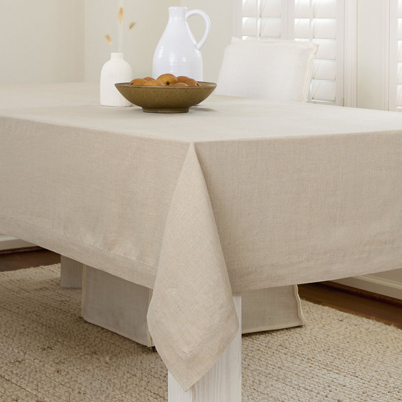 100% Pure Linen Tablecloth - Fete, Natural, 84" L x 60" W