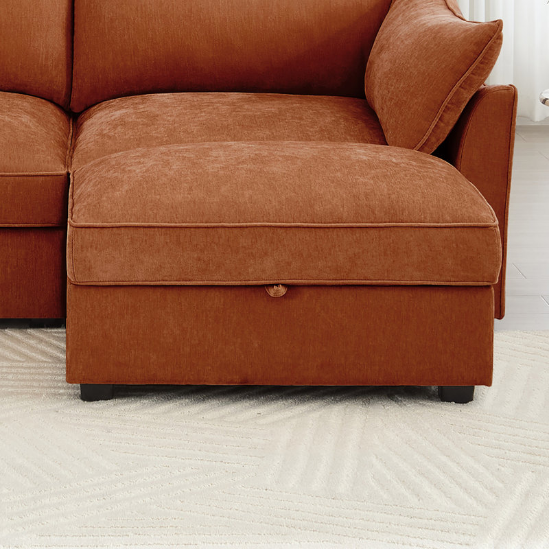 Repose-pieds, espace de rangement, siège de rechange et décoration, Orange