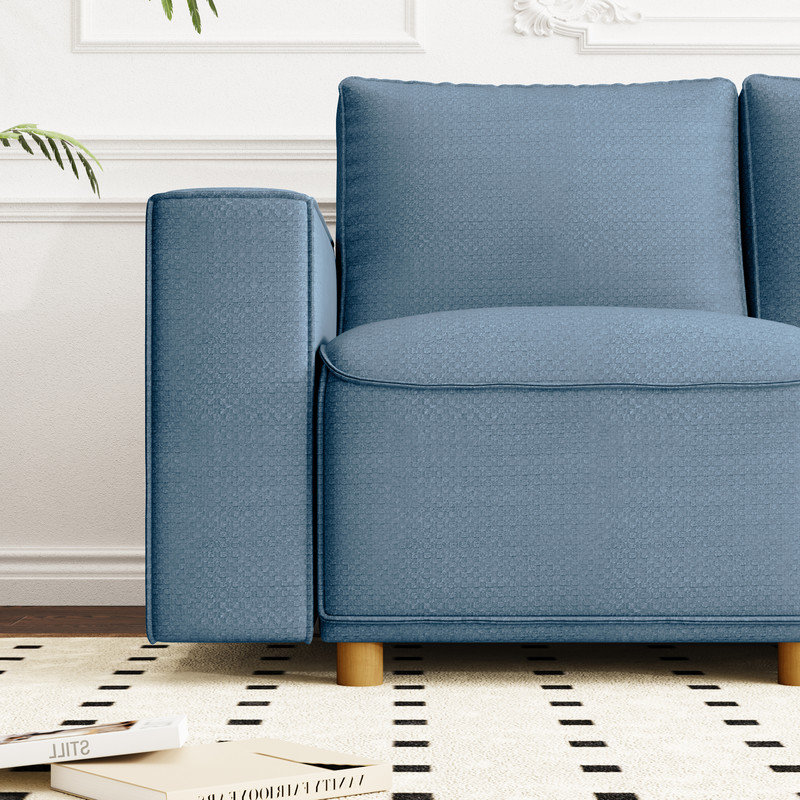 Rodericus Upholstered 118'' Sofa, Space Blue Linen Blend