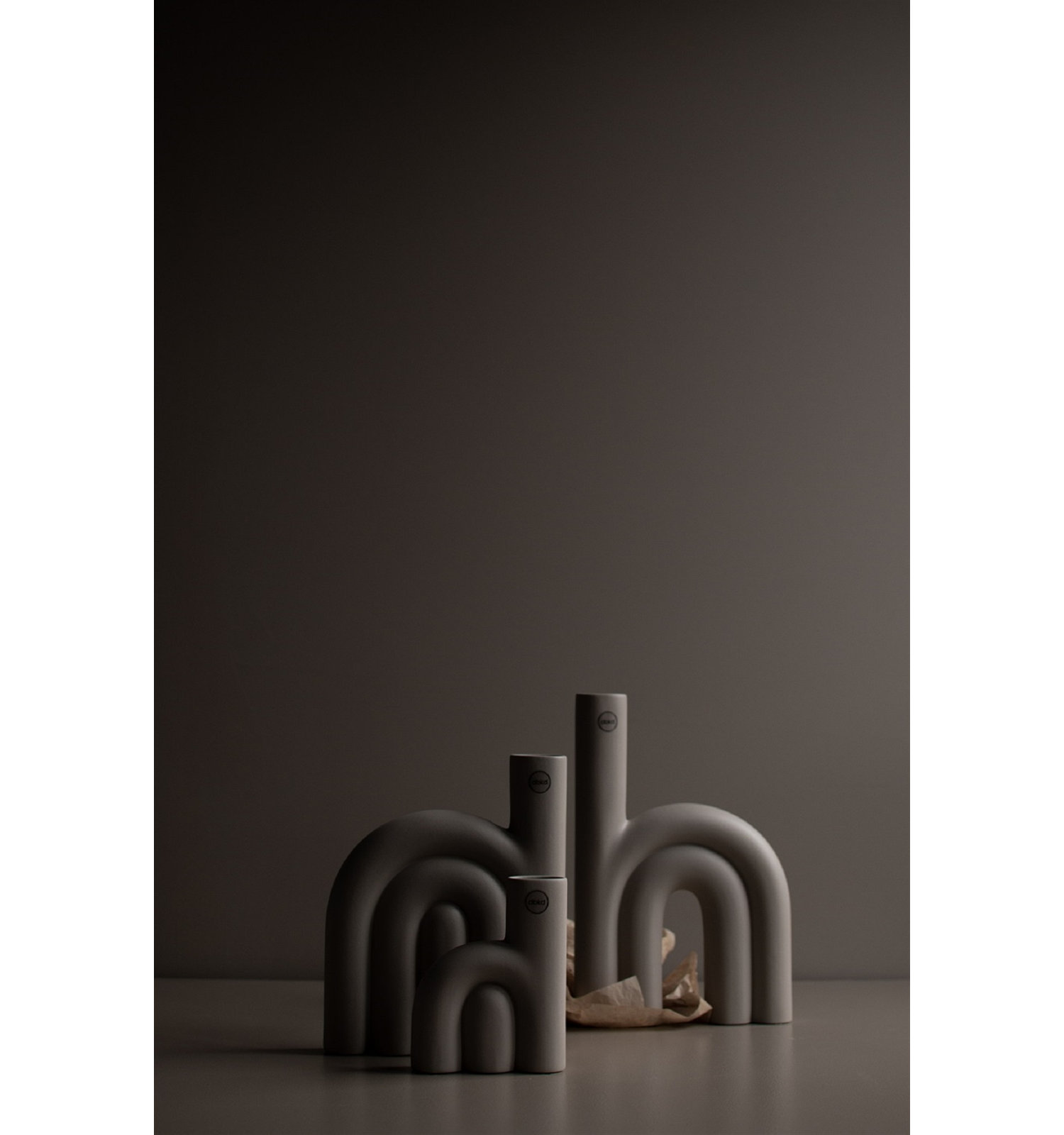 Ceramic Table Vase, Gray, 9.85" H x 7.85" W x 2" D