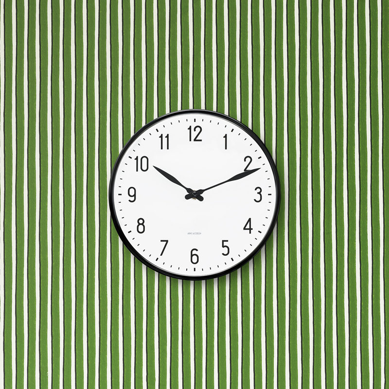 Horloge murale Station, Noir / blanc, Petit