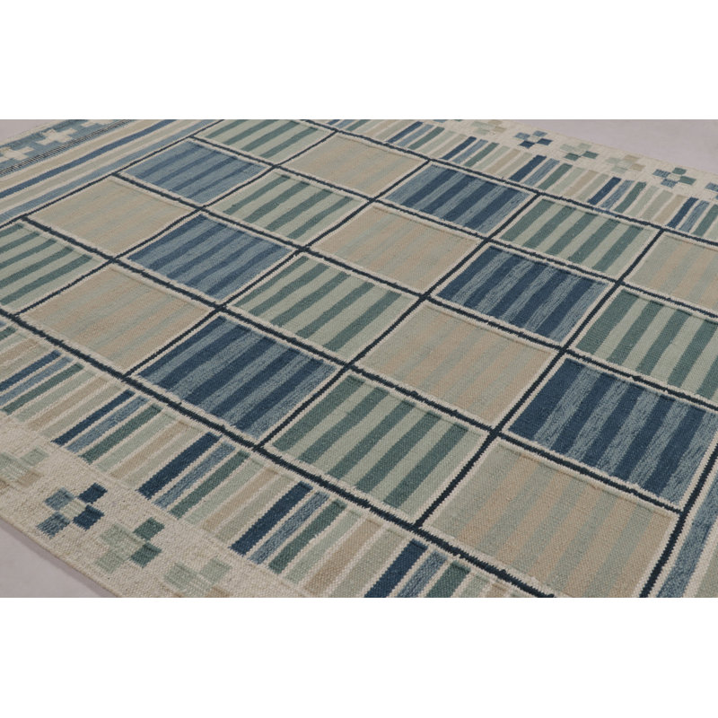 Scandinavian Wool Geometric Area Rug, Rectangle 9' x 12'