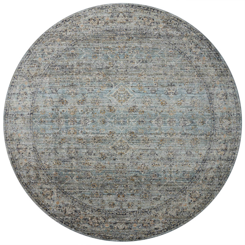 Jean Stoffer x Loloi Katherine Ocean / Gold Area Rug, Round 5'3" 