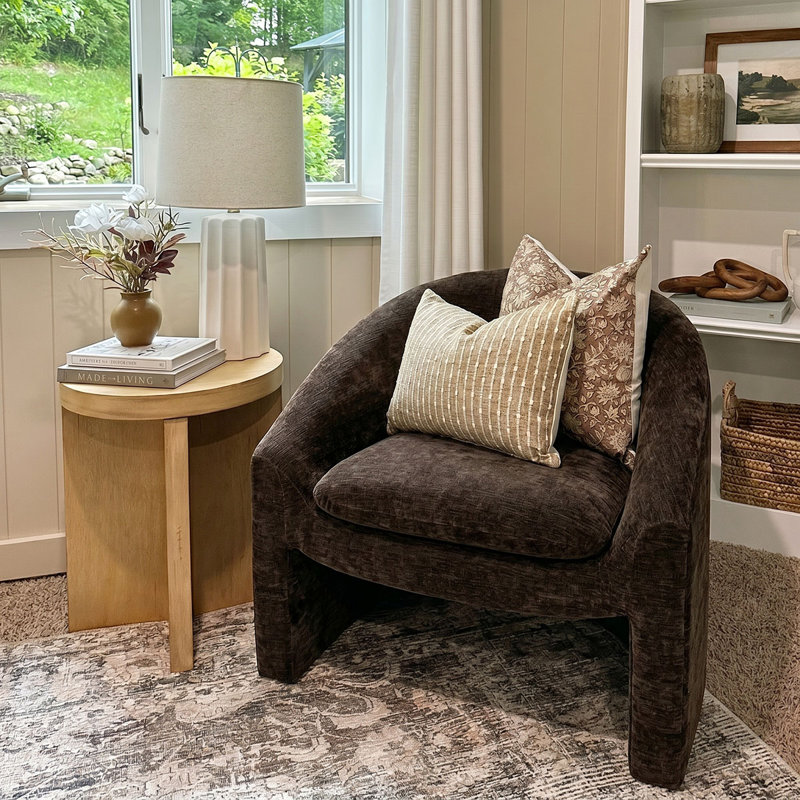Fauteuil d'appoint en chenille l 32 po Ichika, Brown Chenille