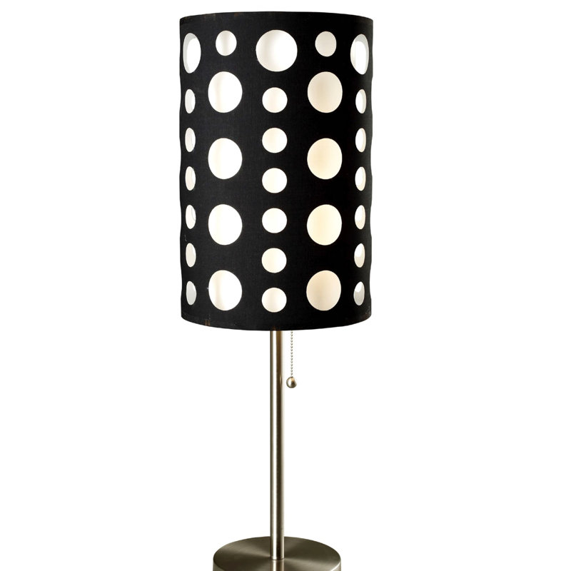Lampe de table 33 po en métal, design rétro avec abat-jour noir et blanc, 33" H x 16" W x 16" D, Black/White